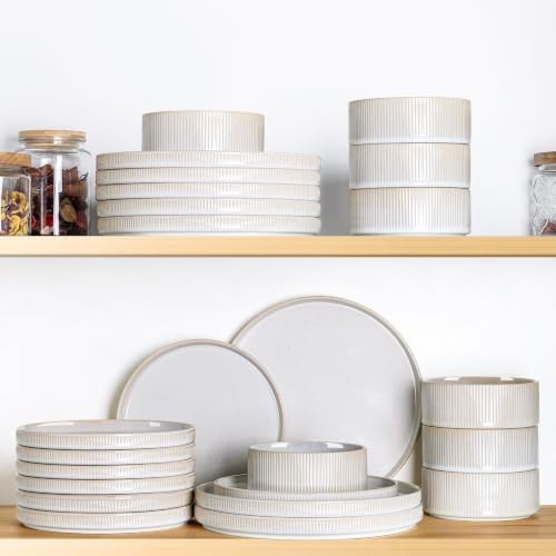 TheTerra Ceramic Dinnerware Set for 6, 18-Piece Plates and Bowls Set - Image 7