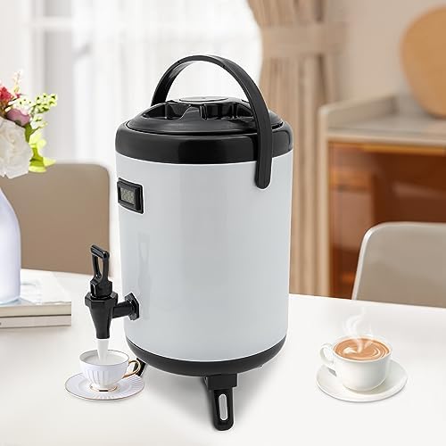 Hot Beverage Dispenser, 8L/2.11Gal Insulated Beverage Dispensers Insulated Thermal Hot and Cold Beverage Dispenser with Spigot & Thermometer Stainless Steel Drink Dispenser for Tea Coffee Milk - Image 2