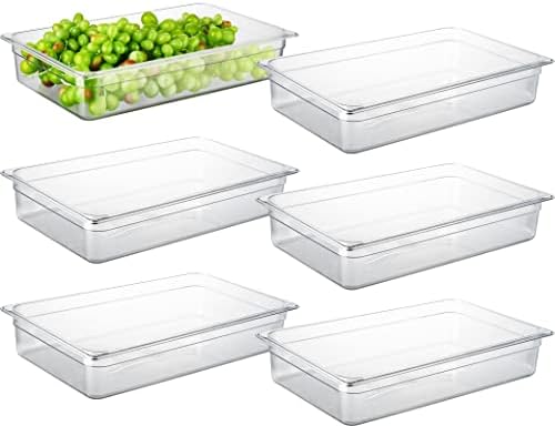 CURTA 6-Pack Full Size 4" Deep NSF Polycarbonate Food Pans | Dishwasher & Freezer Safe Clear Container for Prep Tables, Buffet, Salad Bar, Commercial & Home Kitchen by CURTA