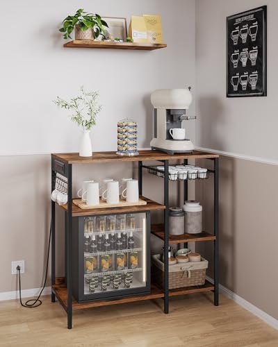 VASAGLE Kitchen Baker’s Rack, Steel Frame, Wire Basket, 6 Hooks - Image 4