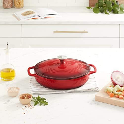 Lodge Essential Enamel Cast Iron Braiser, 3.6 Quart, Island Spice Red - Image 2