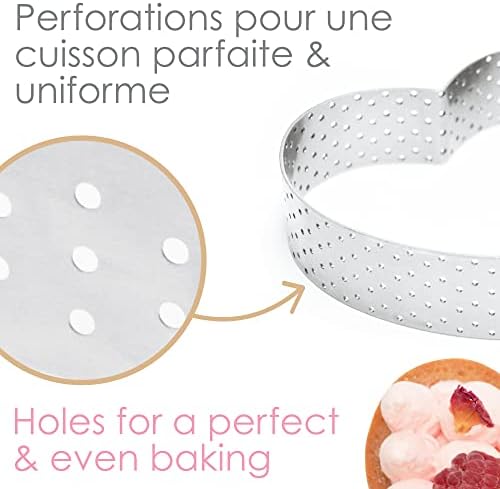 ScrapCooking - 4 Perforated Square Tart Circles - Individual Pie Frames 8 x 8 cm - Stainless Steel Baking Frame Moulds - Uniform Baking - Pastry Accessories for Cake Dessert - 1324 - Image 6