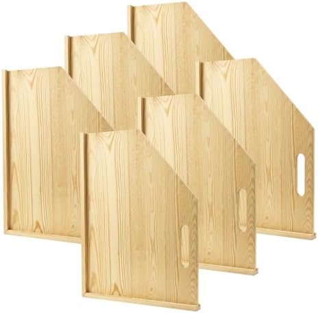 6 Pack Solid Wood Tray Dividers for Cabinet, Cookie Sheet Organizer for Cabinets, Baking Sheet Organizer, No-Cut Kitchen Cabinet Dividers, Cookie Trays for Kitchen, Pantry Storage (12, Pounds) by Unknown