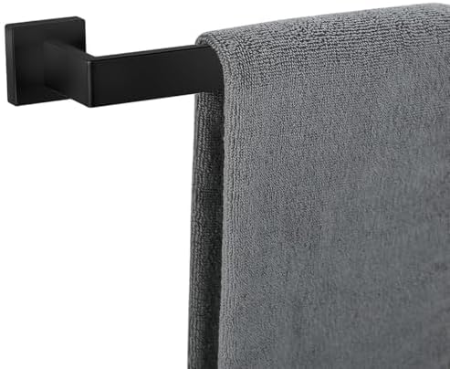Towel Bar for Bathroom 32 Inch Matte Black Towel Holder 12/16/20/24/28/32/36 Inch Stainless Steel SUS304 Rustproof Towel Rack Modern Square Towel Rod for Bathroom Wall (1, Matte Black, 32 Inch) by TAUN
