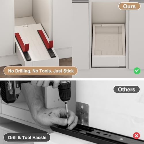 Fokyfok Pull out Cabinet Organizer,7"-11"W,17"-24"D,Expandable,Adhesive - Image 5