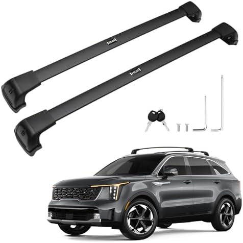 Powerty Roof Rack Cross Bars for 2021-2026 KIA Sorento/Sorento Hybrid Accessories with Flush Side Rails, 268 LBS Heavy Duty Anti-Theft Lockable Roof Rails Crossbars Luggage Racks (NOT for X-Line) by Powerty