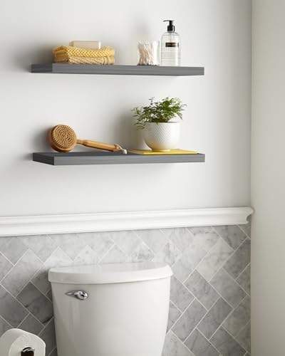 BAYKA Grey Floating Shelves 22.5in, Set of 2, Wall Mounted for Wall Deocr - Image 6
