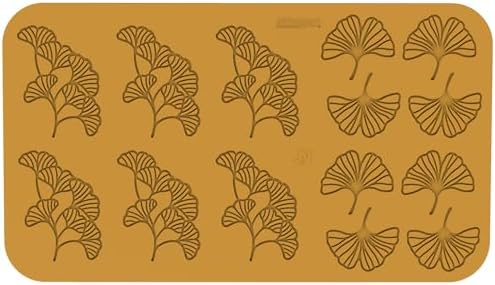 Silikomart Professional Naturae Ginkgo Silicone Decorating Mat, 14 Cavities – Ultra-Thin Leaf Garnish Mold for Chocolate and Tuiles – High Heat Platinum Silicone – Made in Italy by Silikomart