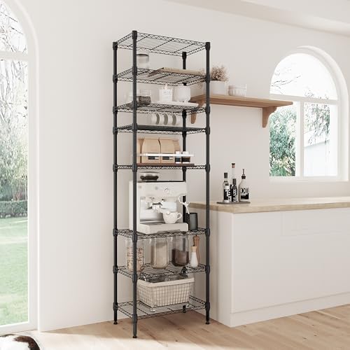 IZEUK 8 Tier Adjustable Metal Storage Shelving Unit, Heavy Duty Standing Rack Organizer for Kitchen, Pantry, Laundry Room, Garage or Basement, 2000 lbs Capacity, 23.6 W x 13.8 D x 79.5 H, Black - Image 2