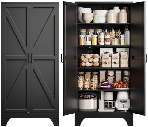Yizosh 75" H Tall Metal Kitchen Pantry Storage Cabinets Cupboard by Yizosh