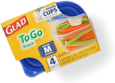 Glad GladWare To-Go Medium Rectangle Snack Containers, 24 Oz, 4 Count, 6-Pk - Image 3