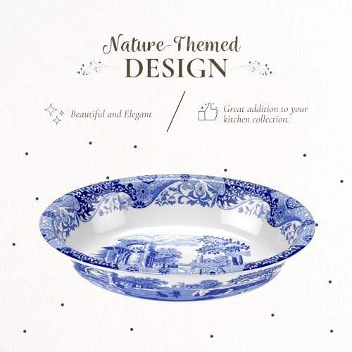 Spode Blue Italian Oval Rim Platter - 12.5" x 8.75" Porcelain Serving Platter with Intricate Scroll Border & Countryside Scene - Elegant Tableware for Entertaining, Dining Displays, Gifting - Image 4