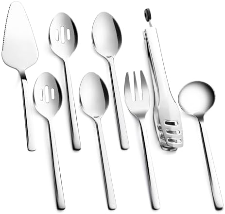 KINGSTONE 8 piece Large Hostess Serving Utensils Set,18/10 Stainless Steel by KINGSTONE