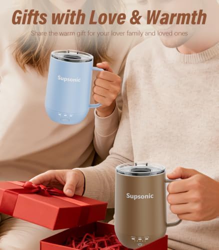 Supsonic - 16oz Self Heating Coffee Mug, Smart Heated Coffee Mug Faster Direct-Contact Heating Up to 149°F, Coffee Mug Warmer Set with Auto Shut-Off - Gifts for Men Women | S2 - Image 6