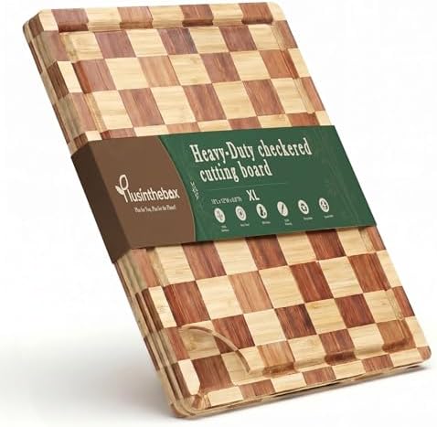 Butcher Block Cutting Board, 18" x 12" Checkered Cutting Board for Kitchen by Unknown