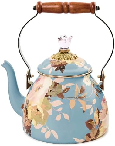 MACKENZIE-CHILDS Tea Kettle, 2 Quarts, Wild Rose Slate by Unknown