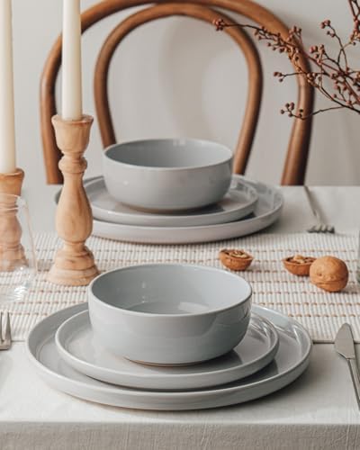 Famiware Milkyway 24-Piece Dinnerware Set with Mugs, Light Gray - Image 3