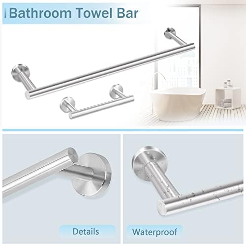 Cilee 10 Piece Brushed Nickel Bathroom Hardware Set, 24" 16" Towel Bar Set - Image 2