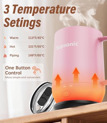 Supsonic - 16oz Self Heating Coffee Mug, Smart Heated Coffee Mug Faster Direct-Contact Heating Up to 149°F, Coffee Mug Warmer Set with Auto Shut-Off - Gifts for Men Women | S2 - Image 2
