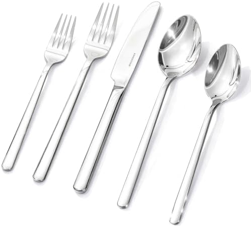 KINGSTONE 40 Piece Silverware Set, Flatware Set for 8, 18/10 Stainless Steel Cutlery Set Mirror Polished Modern Design Dishwasher Safe by KINGSTONE