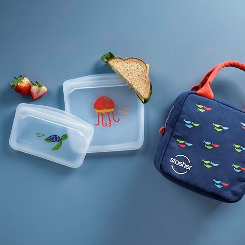 Stasher Reusable Kids Lunch Collection, 3-Pack Set with Lunch Bag - Image 4