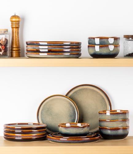 TheTerra Ceramic Dinnerware Set for 6, 18-Piece Plates and Bowls Set - Image 6