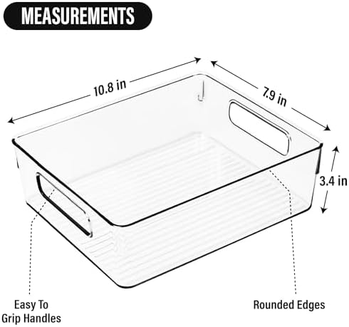 Clear Plastic Storage Bins, Home Bathroom Laundry Room Freezer Refrigerator Pantry Organizers and Storage Containers Fridge Organizer Bins Kitchen Organization Cabinet Medicine Bin for organizing - Image 3