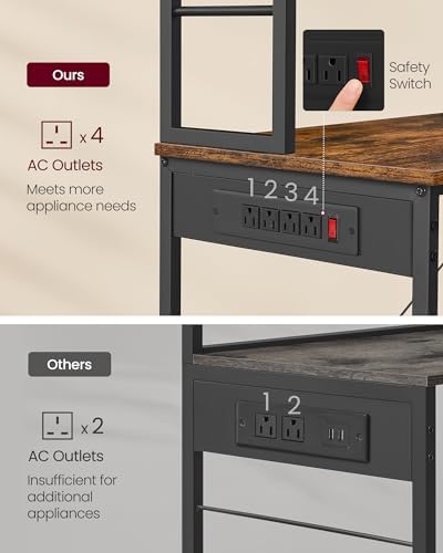 VASAGLE Coffee Bar, 31.5 Inches 6-Tier Baker's Rack with 6 Hooks - Image 5