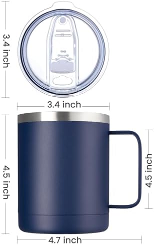 MEWAY 12oz Coffee Mug With Handle 2 Pack Bulk,Stainless Steel Insulated Travel Tumblers With Sliding Lid,Double Wall Vacuum Camping Cup for Hot & Cold Drinks Tea (Multicolor,Set of 2) - Image 4
