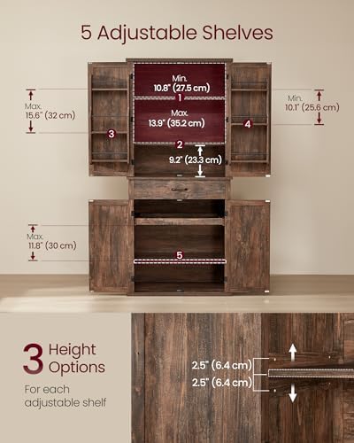 VASAGLE Pantry Cabinet, Freestanding Tall Cupboard with a Drawer - Image 6