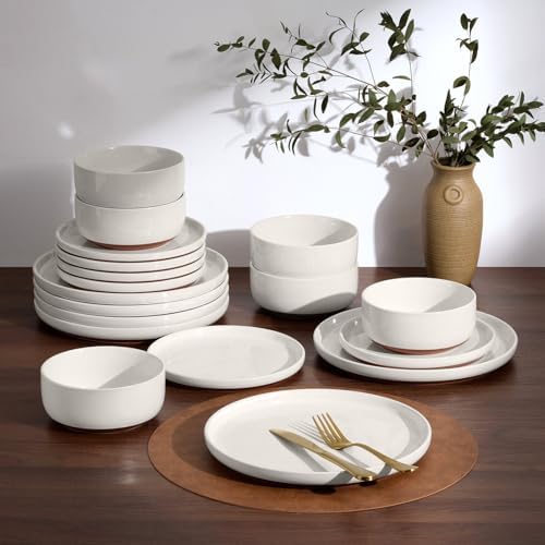 E-far Plates and Bowls Sets, 24Pcs Stoneware Ceramic Dinnerware Dishes Sets - Image 3