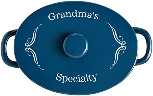 Let's Make Memories Personalized Oval Stoneware Casserole Dish - Any Message - Navy by LetsMakeMemories