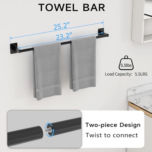 KLJKPA 10-Piece Bathroom Accessories Set, 24 inch Towel Bar - Image 2