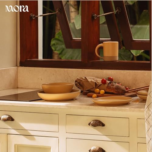 MORA Medium Dishes Set of 4, 30oz Ceramic Pottery Pasta Plate/Wide Bowls - Microwave, Oven and Dishwasher Safe - Merrigold - Image 5