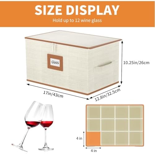 2-Pack Wine Glass Storage Box with Dividers, Hard Shell Stemware Storage - Image 2