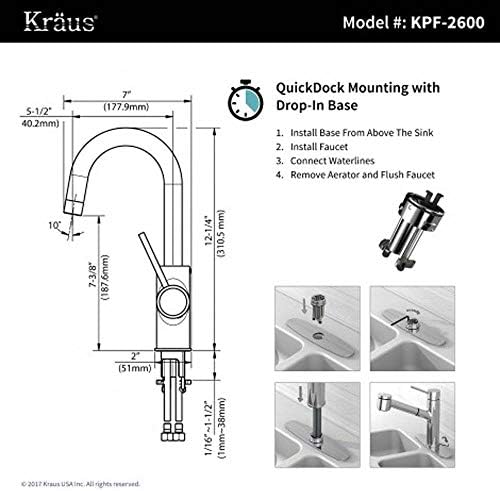KRAUS Spot Free Oletto Single Handle Kitchen Bar Faucet in All-Brite Stainless Steel Finish, KPF-2600SFS (Pack of 1) - Image 4