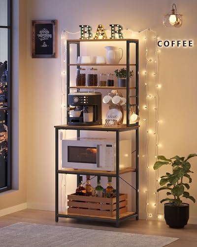 VASAGLE Coffee Bar, 23.6 Inches 6-Tier Baker's Rack with 6 Hooks - Image 4