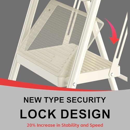 Step Ladder Foldable Folding Stool - for Home Adults Kitchen 4 Stepping Extension Tall Heavy Duty with Handrails - Closet Stepstool Stair Ladders Extendable Stepladder for Indoor House 600Lbs - Image 2