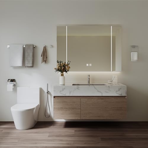 5-Piece Brushed Nickel Bathroom Accessories Set, 23.6 Inch Bathroom Hardware Set, Stainless Steel Bath Towel Bar Set, Toilet Paper Holder with Shelf, Towel Hooks, Towel Ring Wall Mounted - Image 2