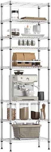 IZEUK 8 Tier Adjustable Metal Storage Shelving Unit, Heavy Duty Standing Rack Organizer for Kitchen, Pantry, Laundry Room, Garage or Basement, 2000 lbs Capacity, 23.6 W x 13.8 D x 79.5 H, Chrome by IZEUK