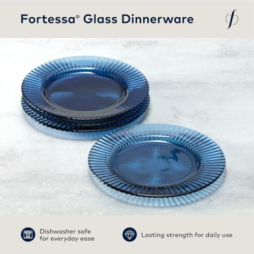 Fortessa Archie Glass, 10.6 Inch Dinner Plate (Set of 4), Cornflower Blue - Image 2
