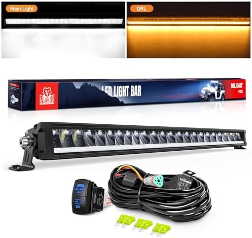 Nilight LED Light Bar with Amber DRL 30 Inch 120W Single Row Light by Nilight