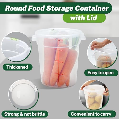 4 Pack 4Qt Round Polypropylene Food Storage Container with Lids Scale - Image 3