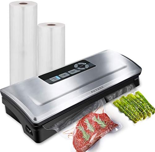 POTANE Precision Vacuum Sealer Machine, Powerful Pro Vacuum Food Sealer, 8-in-1 Easy Presets, 4 Food Modes, Dry&Moist&Soft&Delicate with Starter Kit, Compact Design(Silver) by PotaneProfessional