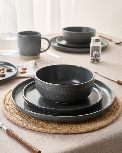 Famiware Milkyway 16-Piece Dinnerware Set with Mugs, Matte Dark Charcoal - Image 3