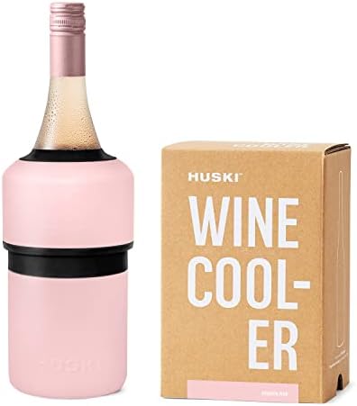 Huski Wine Chiller | Award Winning Iceless Design | Keeps Wine Cold up to 6 Hours | Next Generation Ice Bucket | Fits Some Champagne Bottles | for Wine Lovers (Pink) by Huski