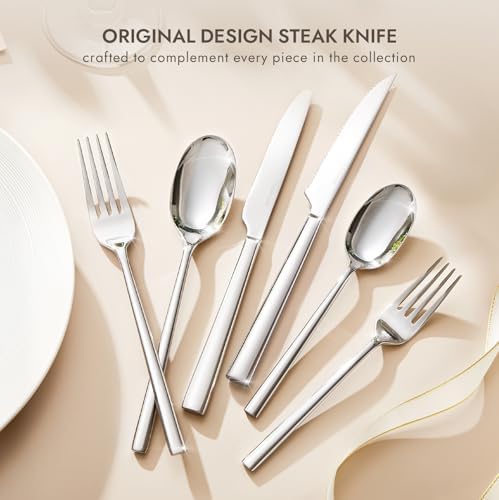 48-Piece Silverware Set with Steak Knives, Forged Flatware Cutlery for 8 - Image 3