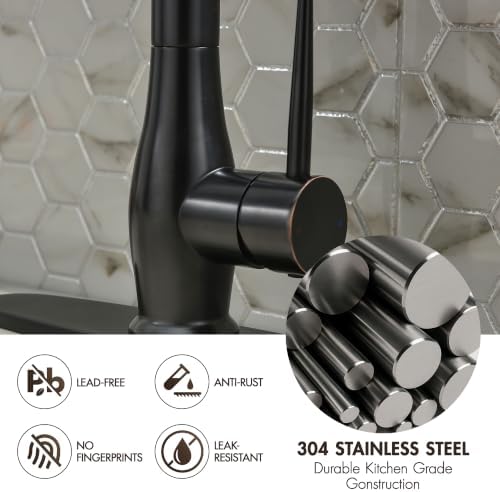 GIMILI Oil Rubbed Bronze Commercial Kitchen Faucet with Pull Down Sprayer - Image 4