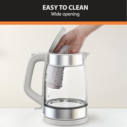 KRUPS Electric Kettle, 1.8-Qt (1.7L) Tea Kettle, 1500W with LED indicator, Hot Water Boiler, Auto Shut-off, Rapid 80-Second Cup Boiling, Safe Boil-dry Protection, Water Heater, Glass Carafe, Grey - Image 6