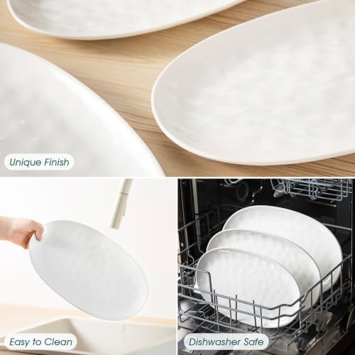 vancasso Ceramic Serving Platters Set of 3, Oval 16/14.7/13.5 Inch, White - Image 5
